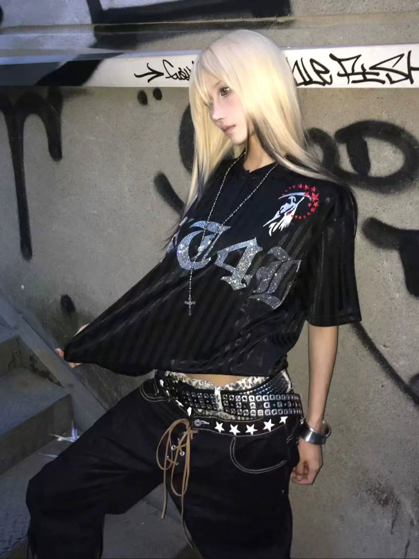 Y2K Death Embroidered Polo Shirt for Summer