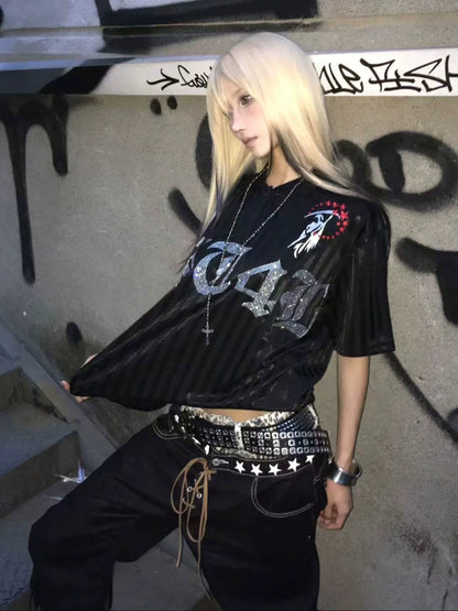 Y2K Death Embroidered Polo Shirt for Summer