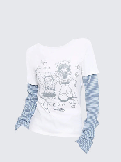 Striped Layered Y2K Long Sleeve Top