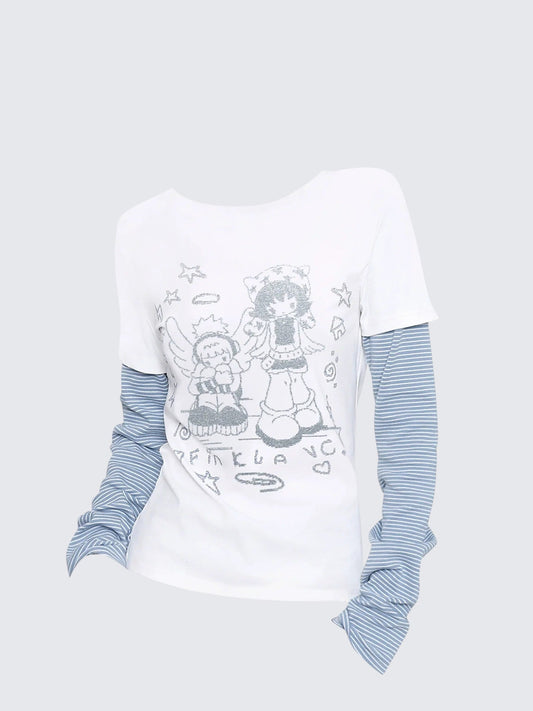 Striped Layered Y2K Long Sleeve Top