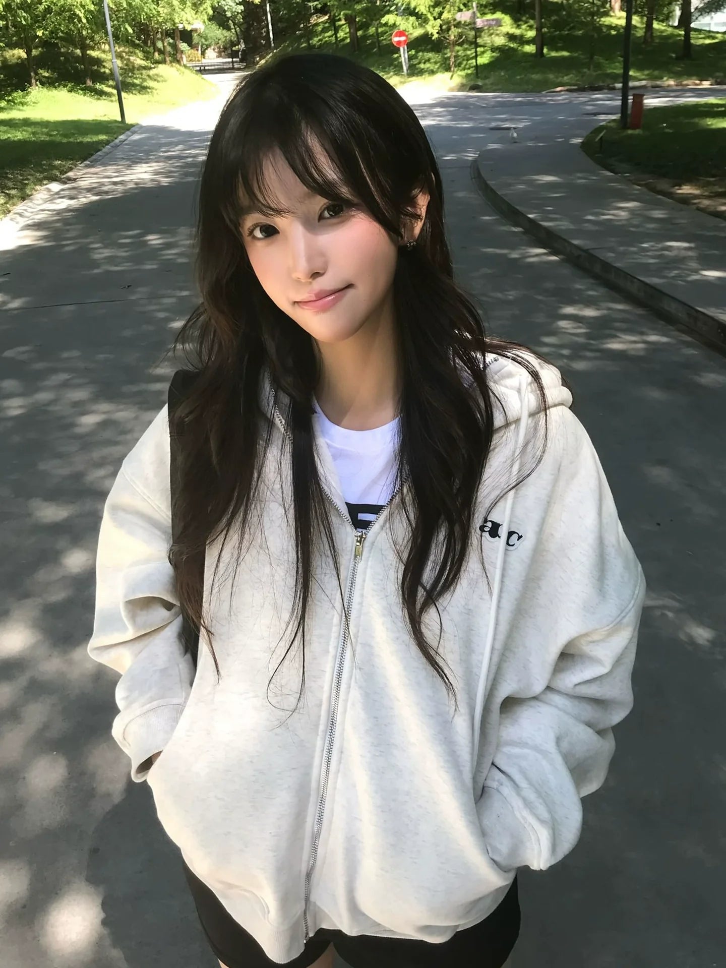 Korean Lazy Chic Hoodie Casual Zip-Up Sweatshirt