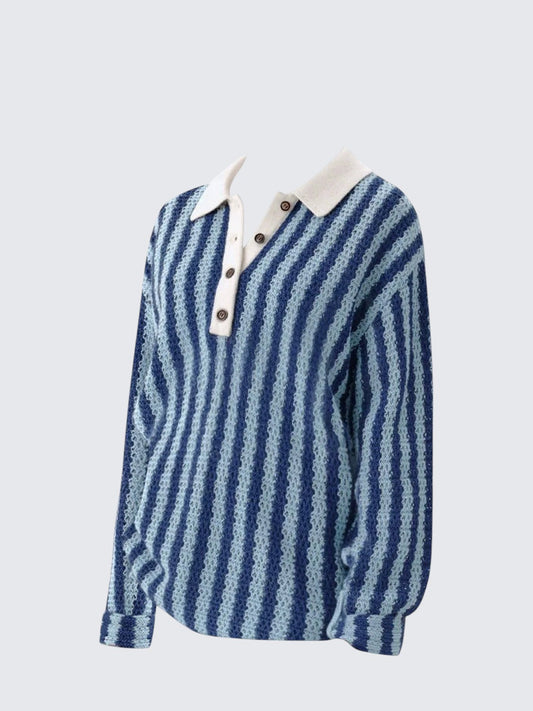 American Vintage Striped Polo Knit Sweater