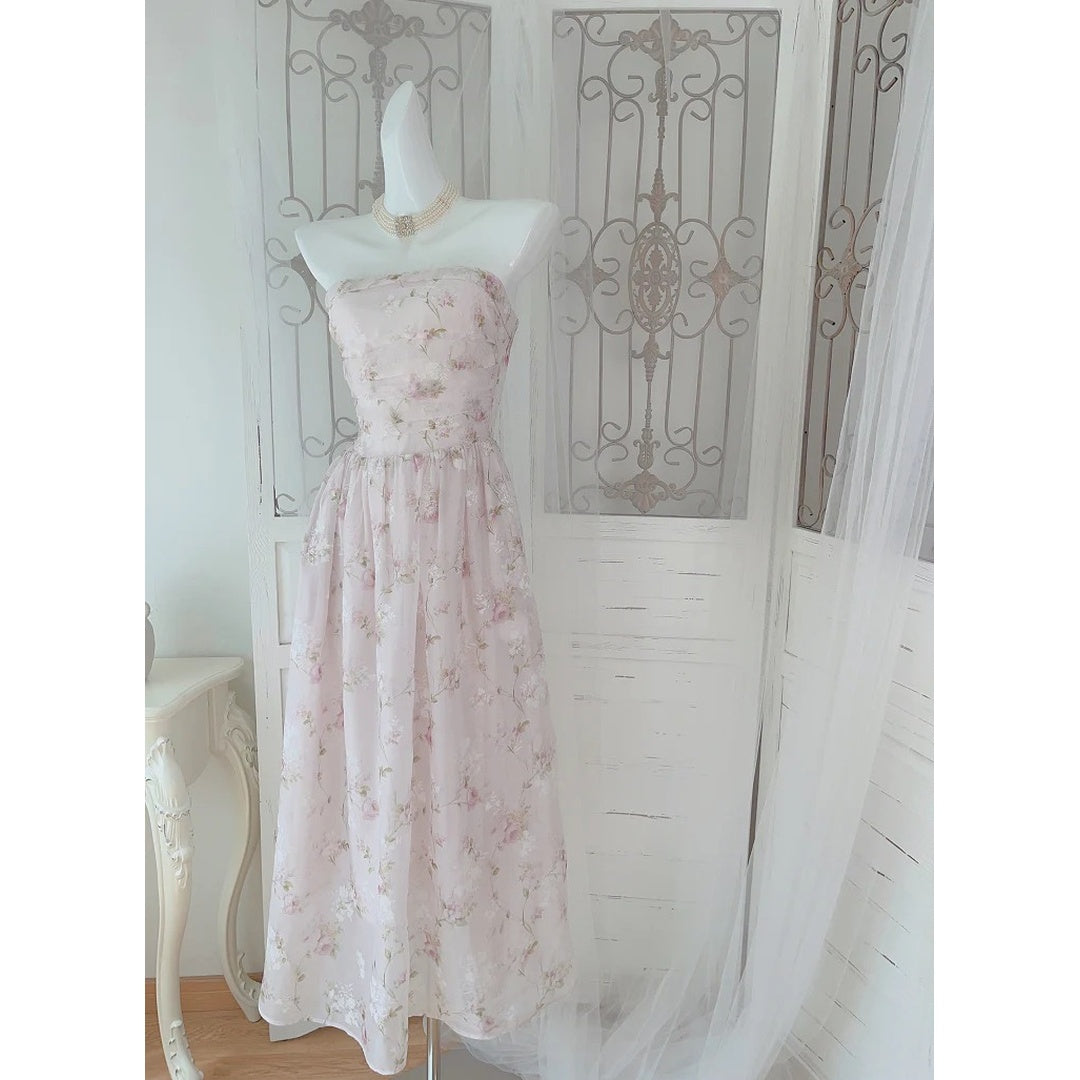 Floral Tale Strapless Floral Removable Strap Gown Dress