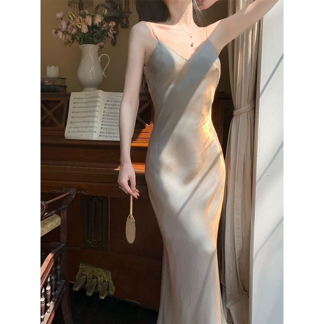 Tuscany Sun V-Neck Halter Gown Dress