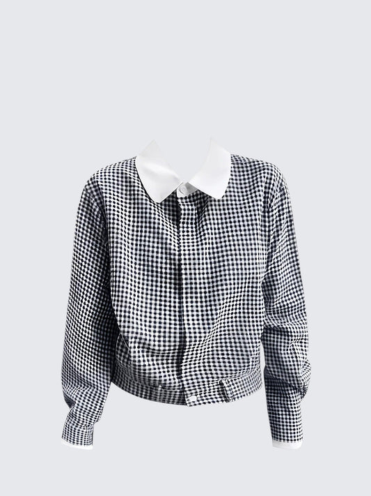 Vintage Checkered Doll Collar Shirt