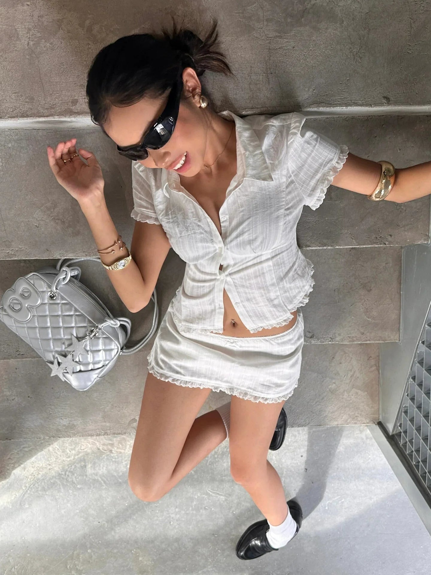 Academy White Short Sleeve Shirt for Summer