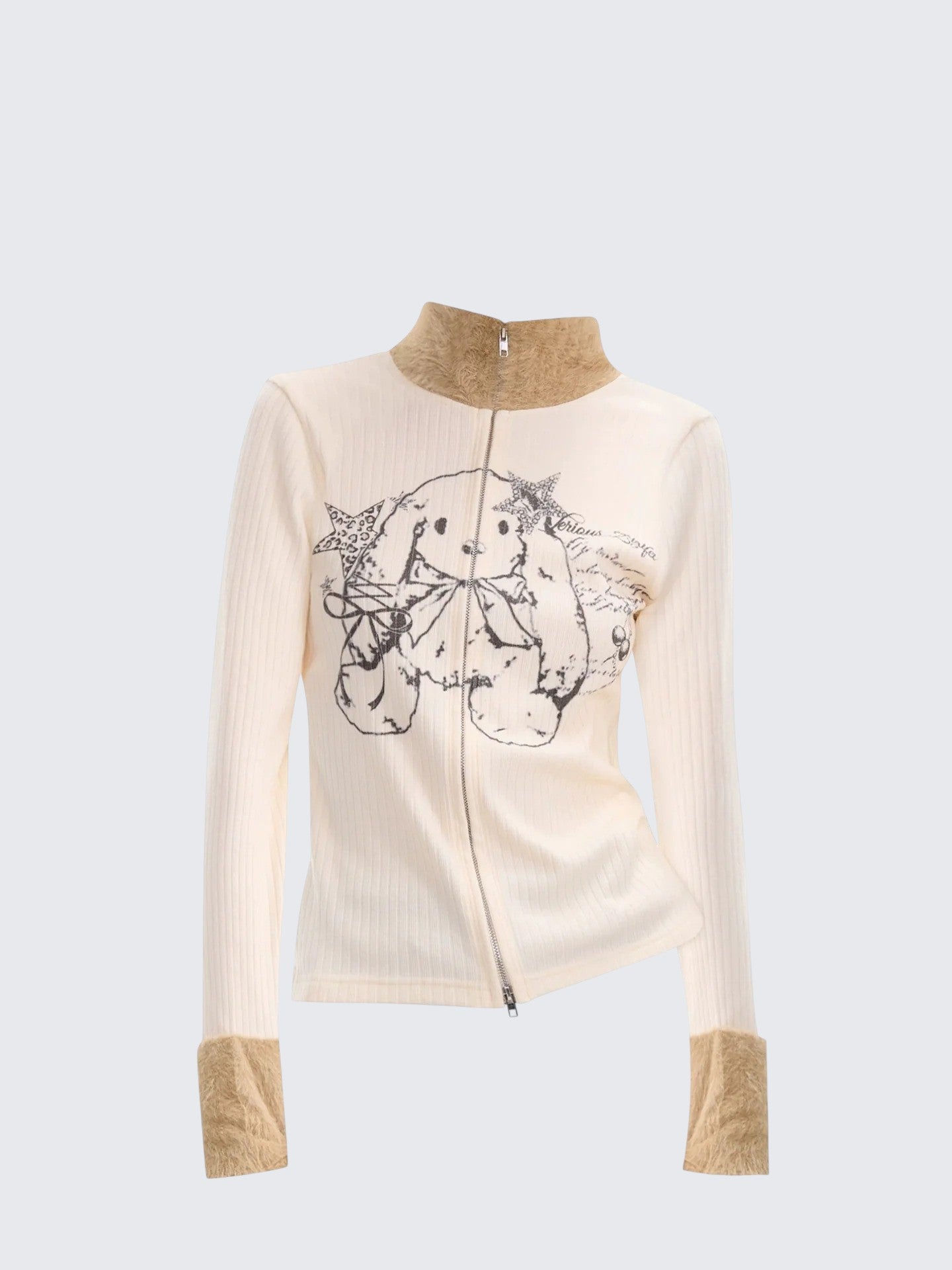 High Neck Zip Knit Women