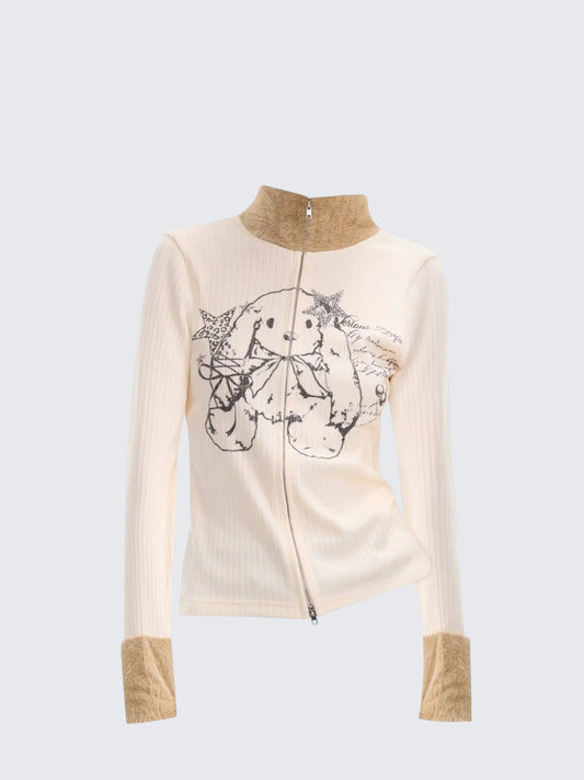 High Neck Zip Knit Women