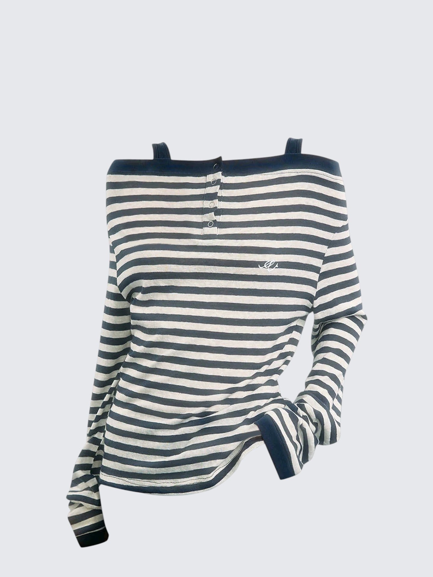 Korean Striped Off-Shoulder Top