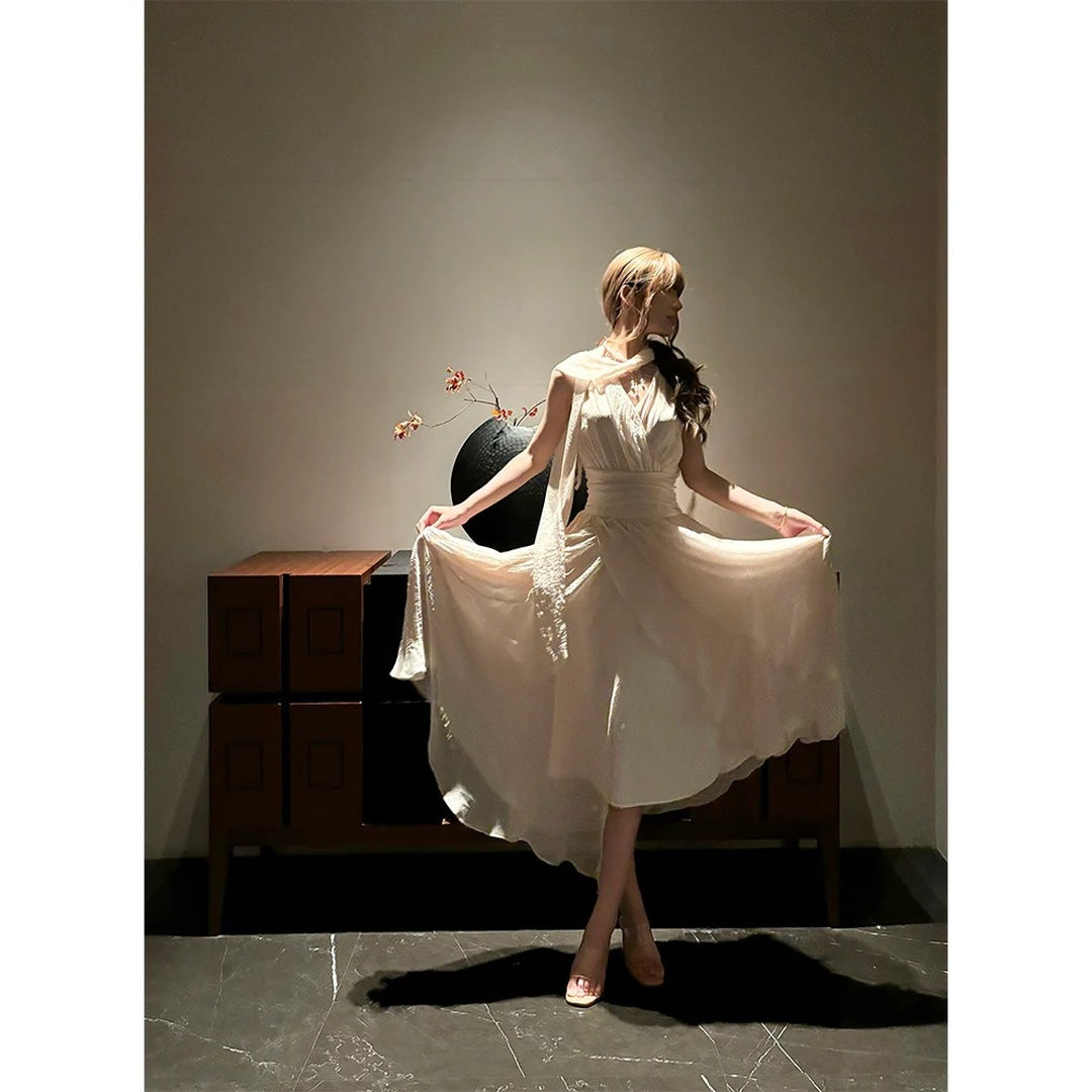 French Waist Figure-Flattering Long Gown Dress