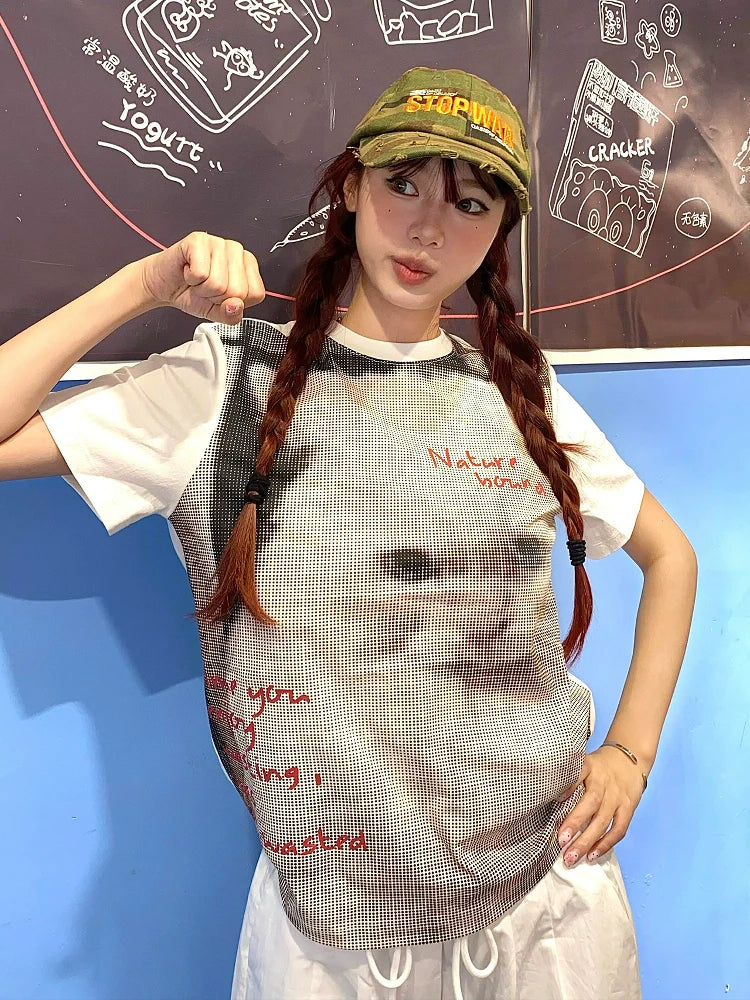 American Cat Print Short Tee