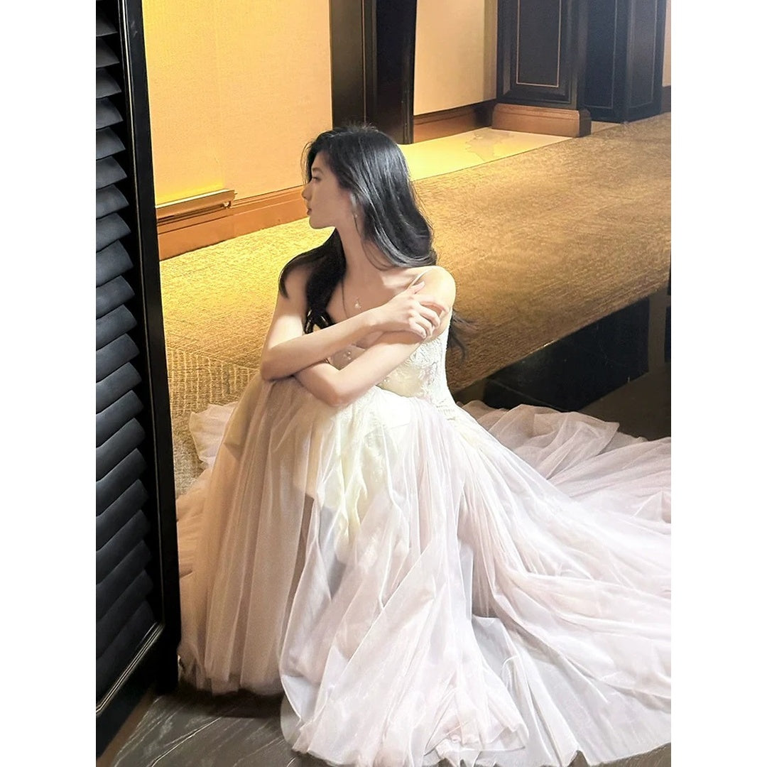 Heavy Lace Tulle Ball Gown Prom Dress