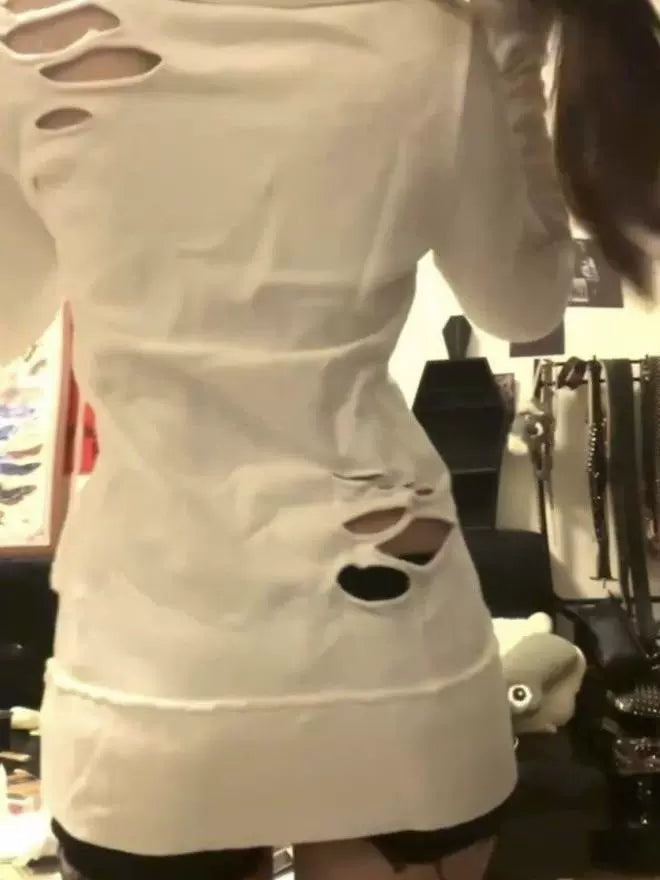 Distressed Zipper Hoodie Subculture Y2K Shibuya Girl Japanese Brand Retro Vintage Visual-Kei Slim Jacket