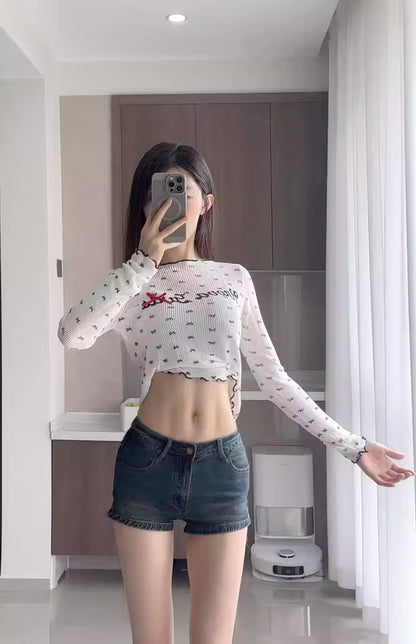 American Bow Print Knit T-shirt