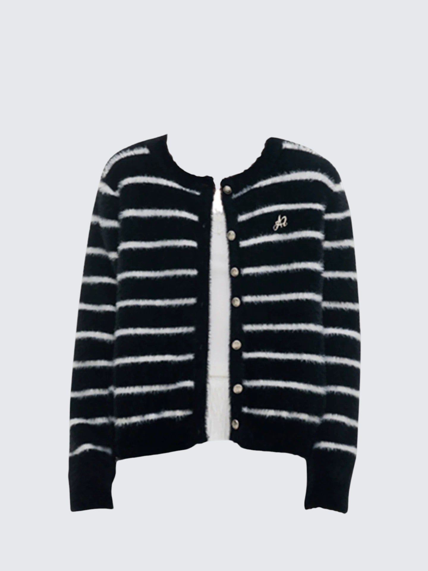 Mohair Striped Knit Cardigan Women