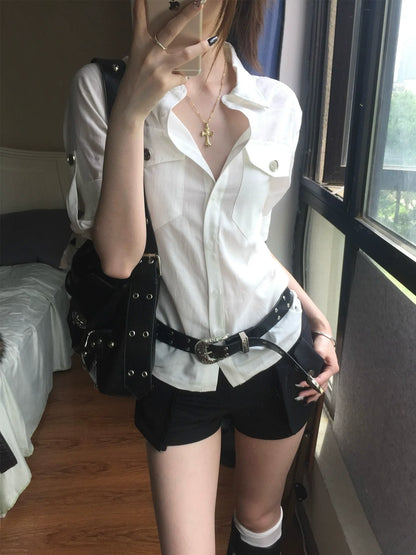 Relaxed Fit White Short Shirt