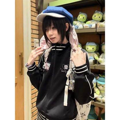 Vintage Sport Zip-Up Jacket for Autumn Winter