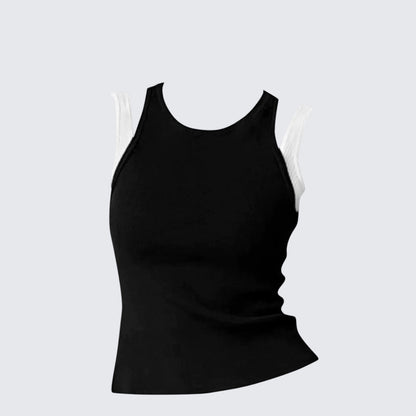 Faux Layer Contrast Tank
