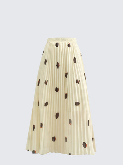 High Waist Polka Pleated Skirt