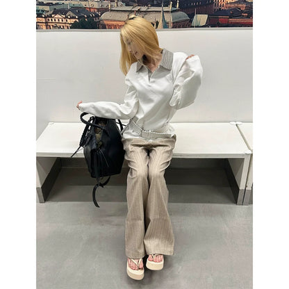 Houndstooth Polo Long Sleeve Tee Old Money Textured Air Layer Top