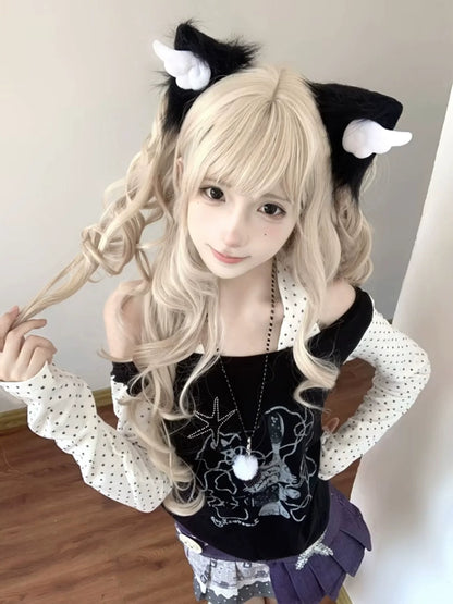 Y2K Black White Layered Tee