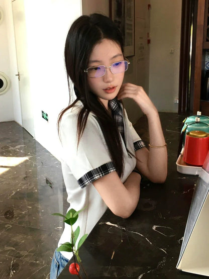 Half Zip White Polo Tee