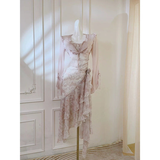 Purple Bow Silk Long Sleeve Blouse