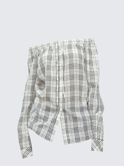 One Shoulder Drawstring Shirt