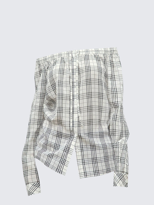 One Shoulder Drawstring Shirt