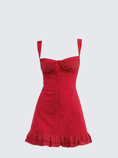 French Red Cami Dress
