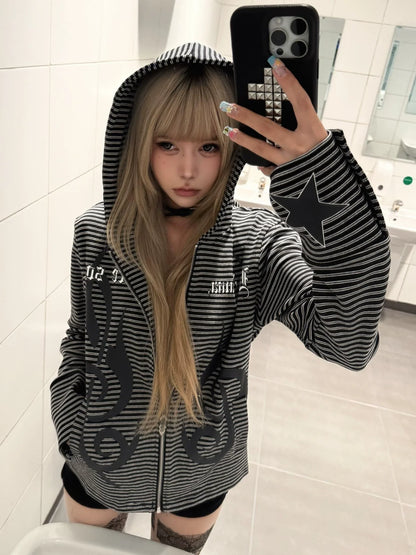 Visual Kei Slim Fit Hoodie Autumn-Winter Zipper Pullover Visual Kei Punk Top