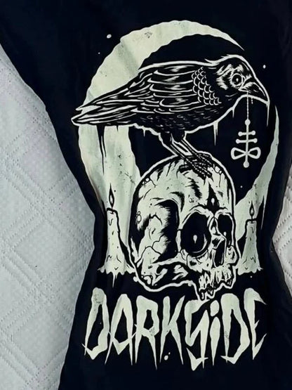 Blue Rock Punk Vintage Skull Print Y2K T-Shirt
