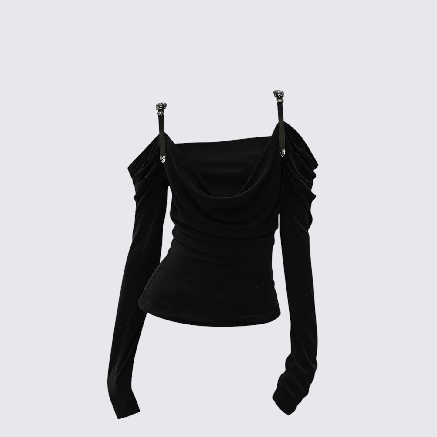 American Edgy Drape Neck Long Sleeve T-Shirt