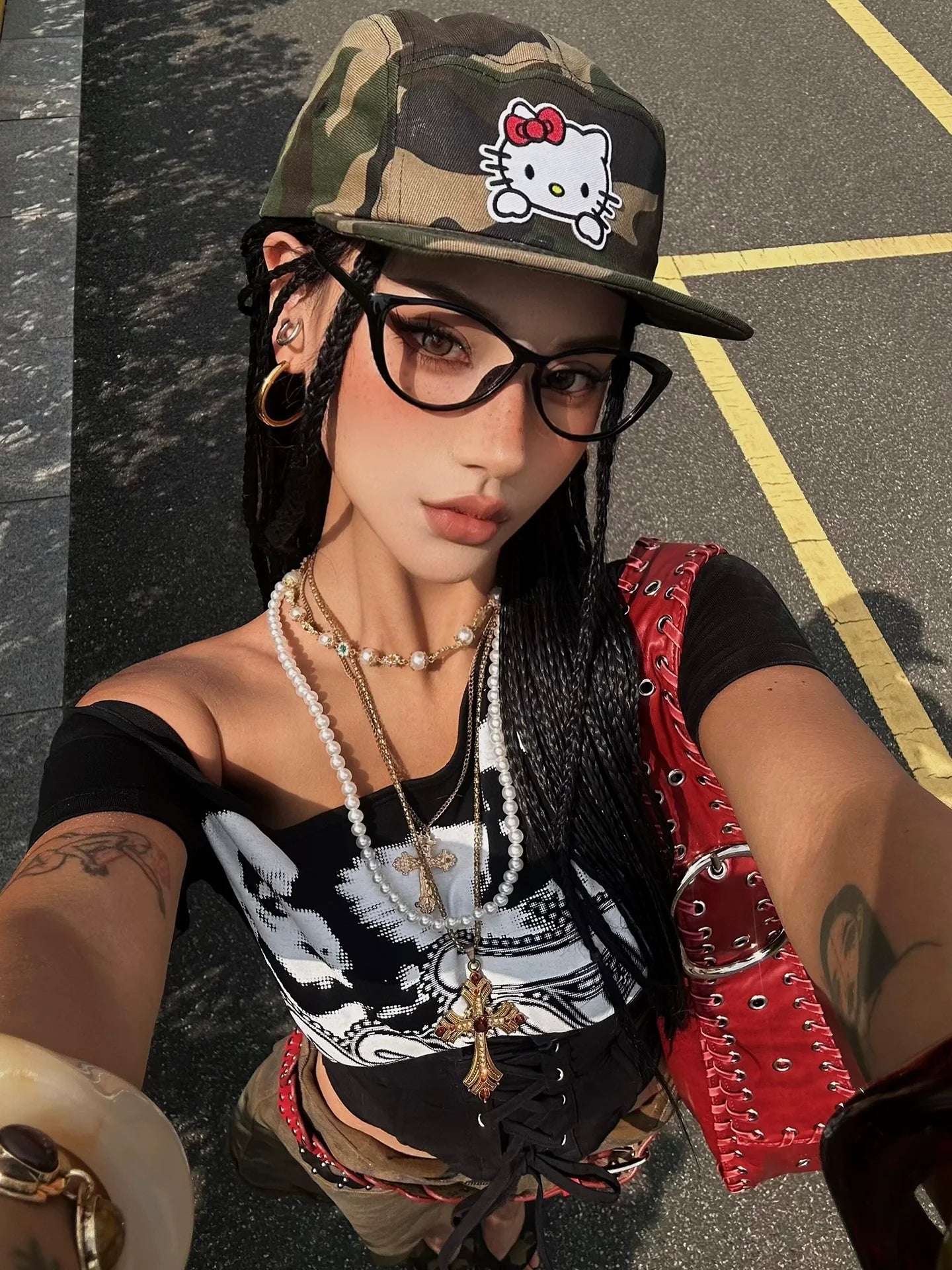 American Girly Asymmetric Tie Waist Tee