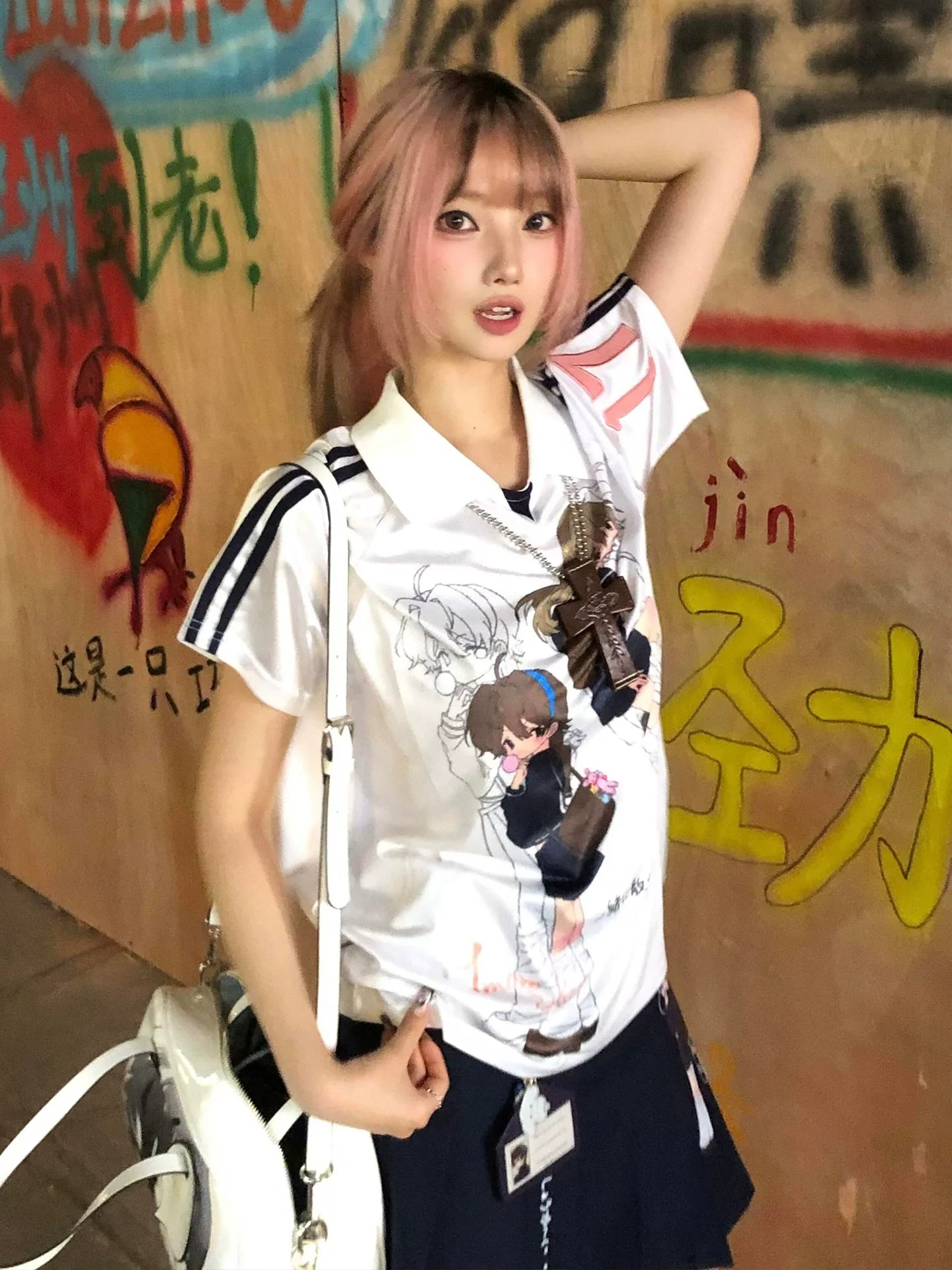 Y2K Comic Girl Polo Top for Summer