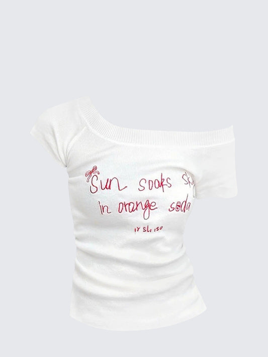 Pure Chic One Shoulder Knit T-Shirt