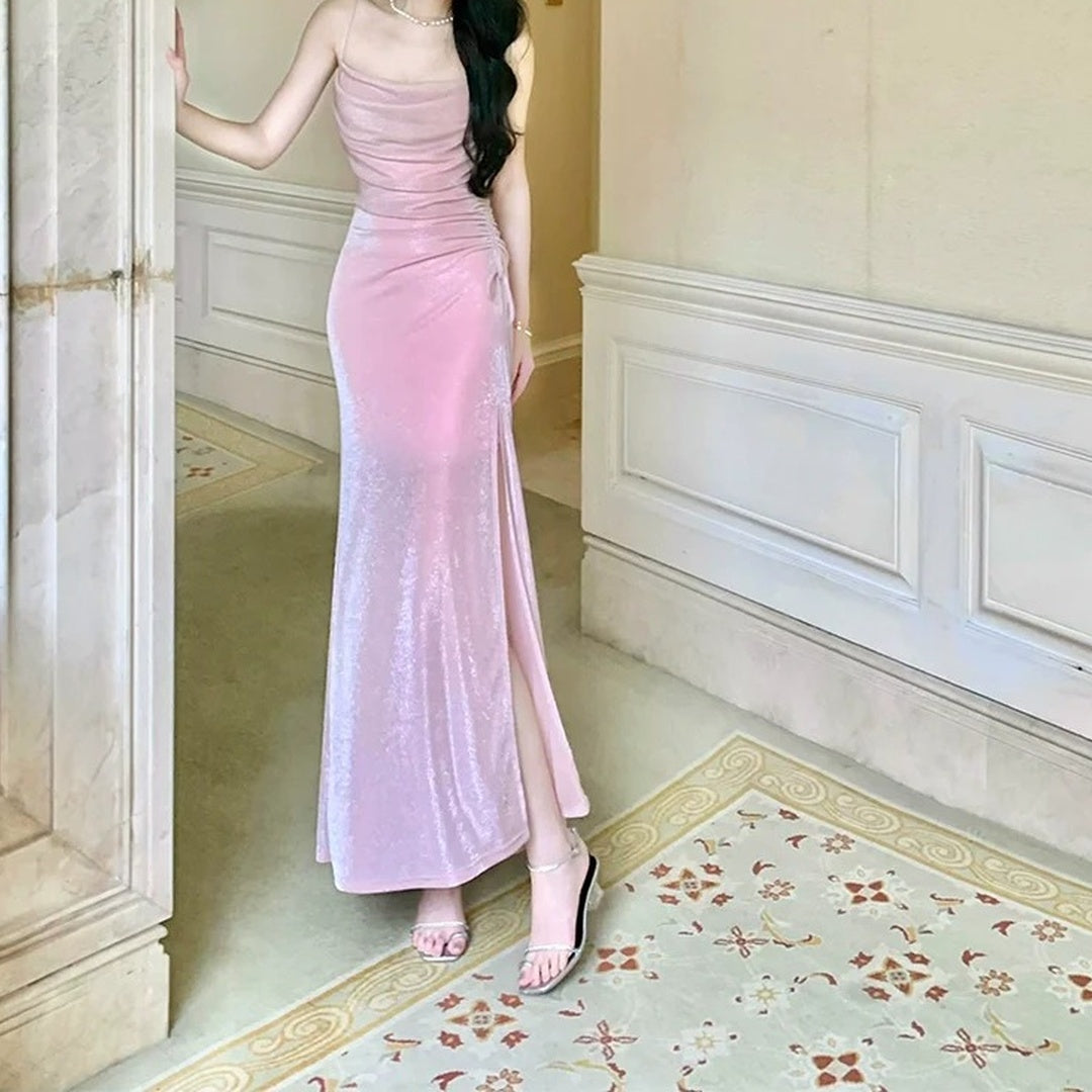 Knitted Halter Gown Adult Evening Prom Dress