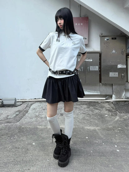 American Cooling Polo Shirt Structured Shoulder Fitted Short Sleeve Preppy Sporty Top