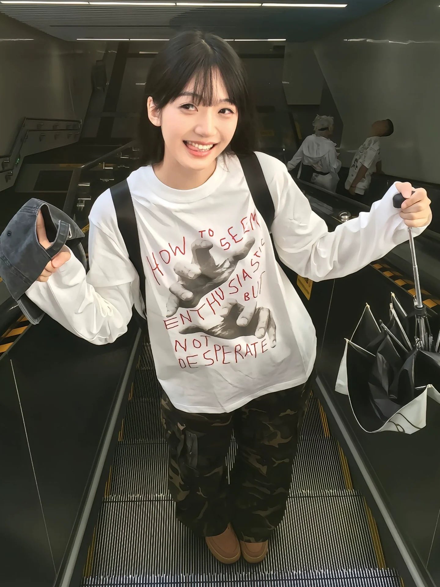 Korean Comfy White Long Sleeve Loose Fit Base Layer Top