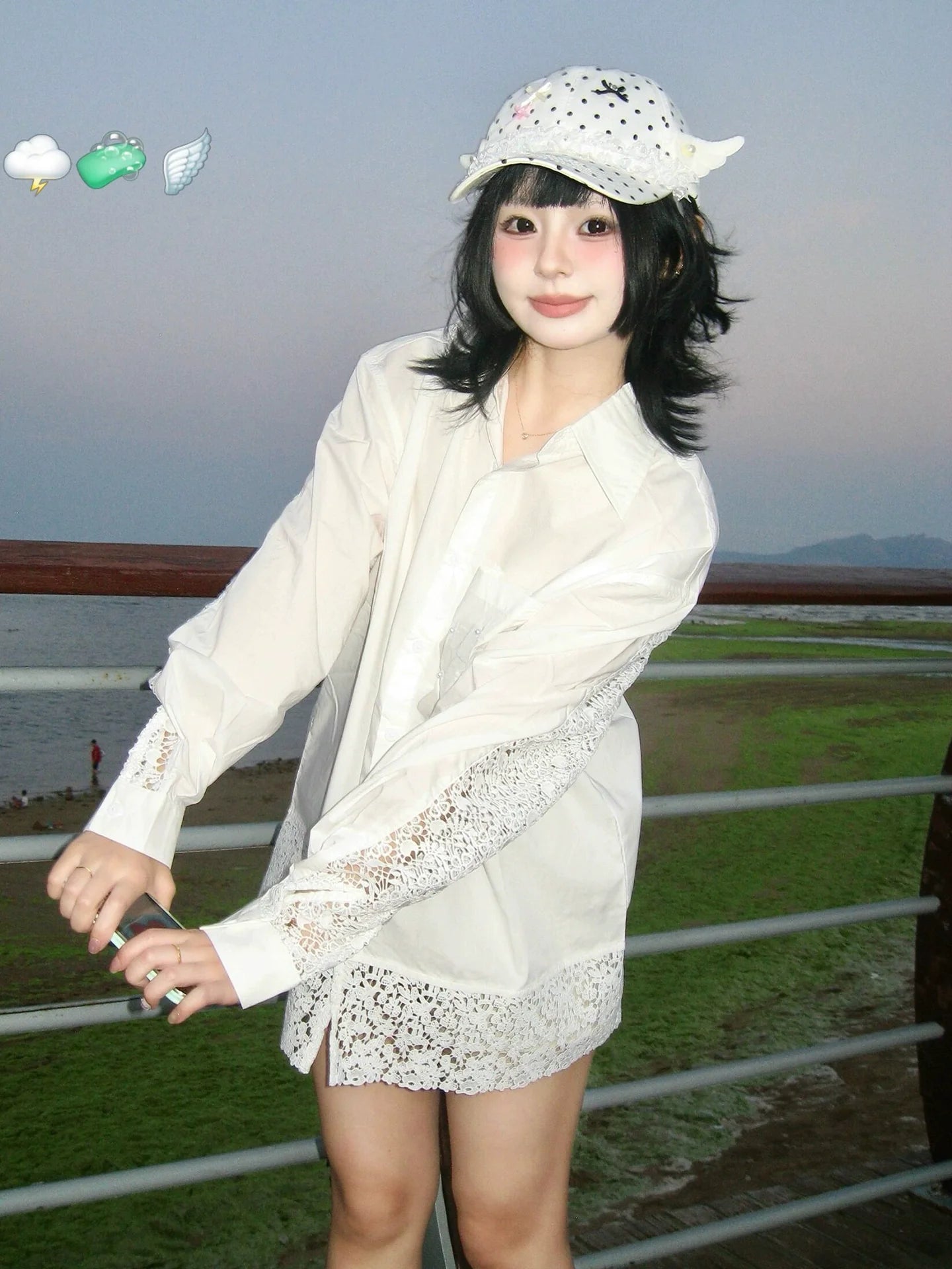 Lace Panel White Shirt