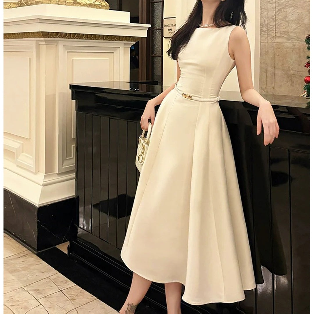 French Waist White Luxury Gown Dress