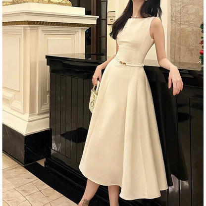 French Waist White Luxury Gown Dress