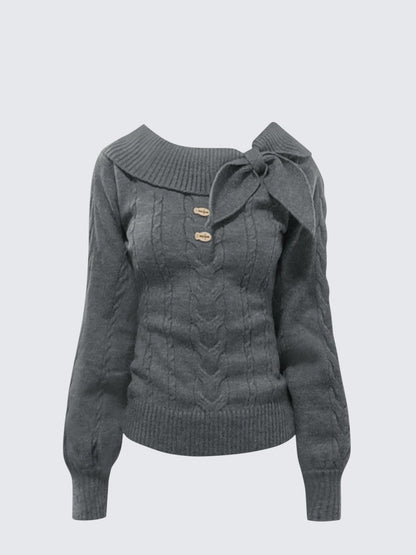 Korean Bunny Ear Collar Knit Sweater