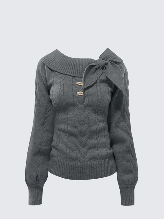 Korean Bunny Ear Collar Knit Sweater