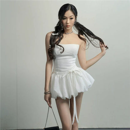 Soft Sexy Tube Top Tie-Waist Tutu Dress