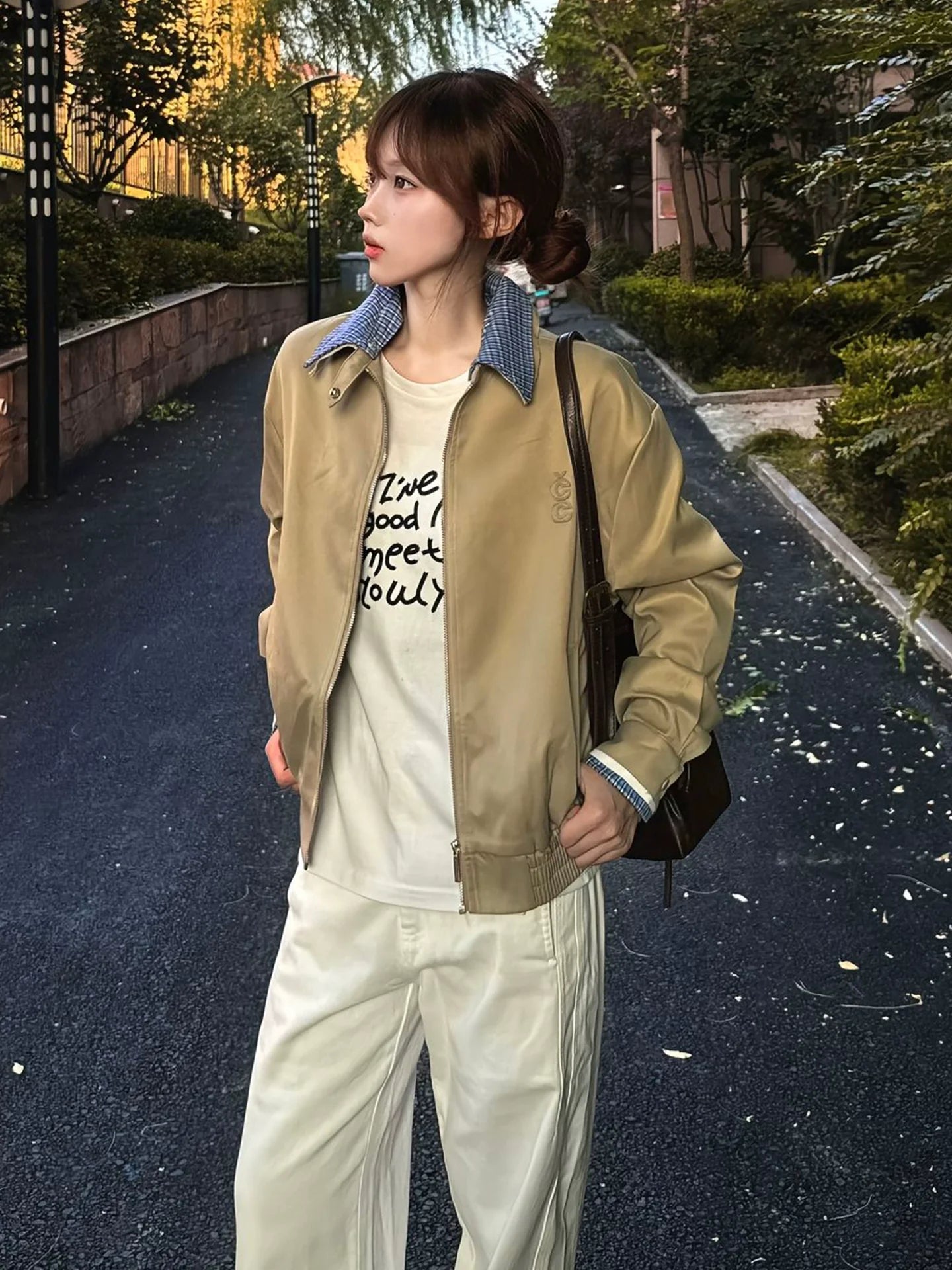 Faux Two-Piece Plaid Jacket for Autumn Winter