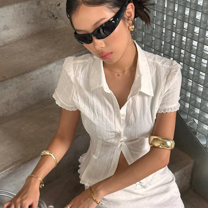 Academy White Short Sleeve Shirt for Summer