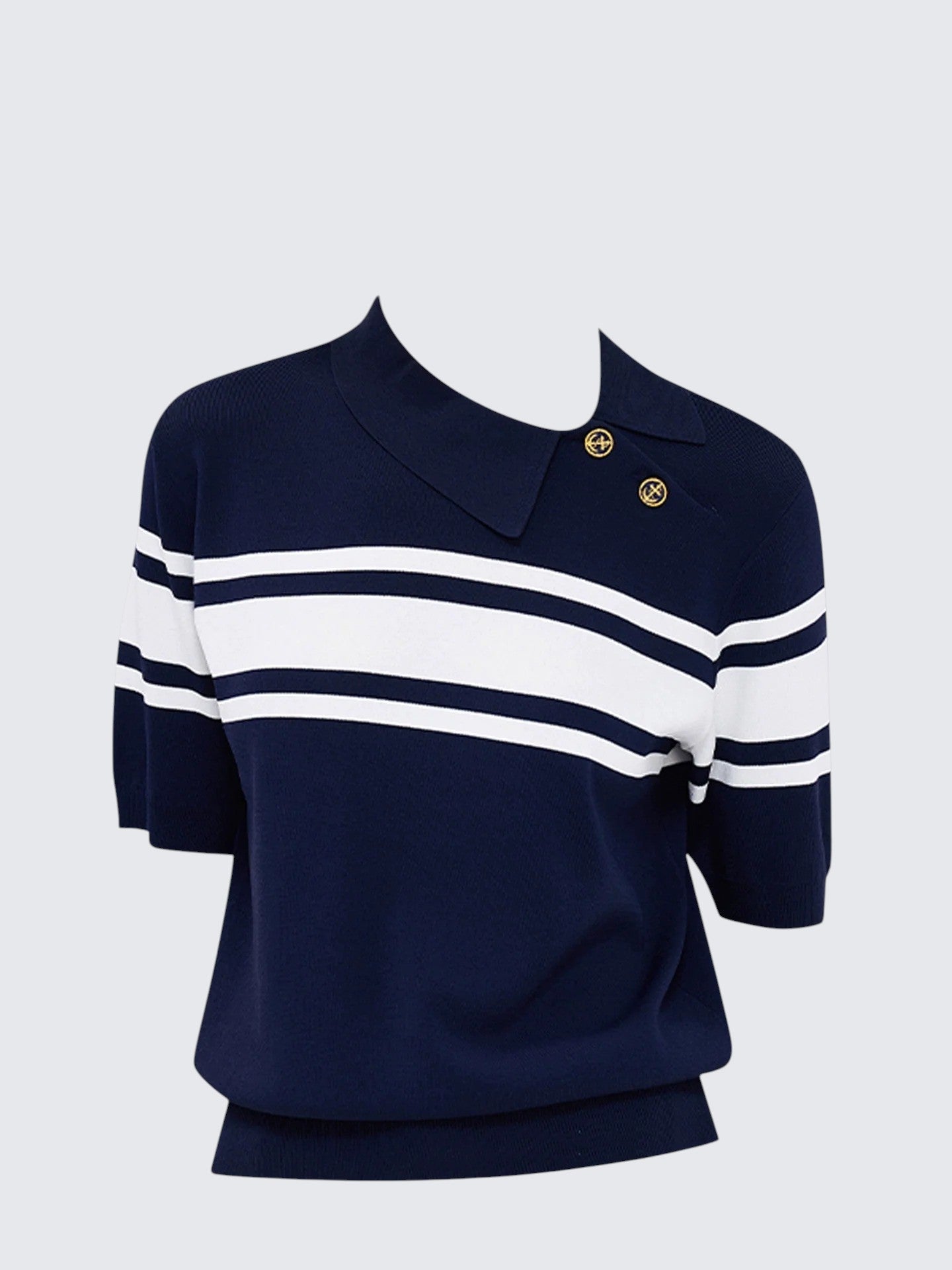Striped Knitted Polo Tee