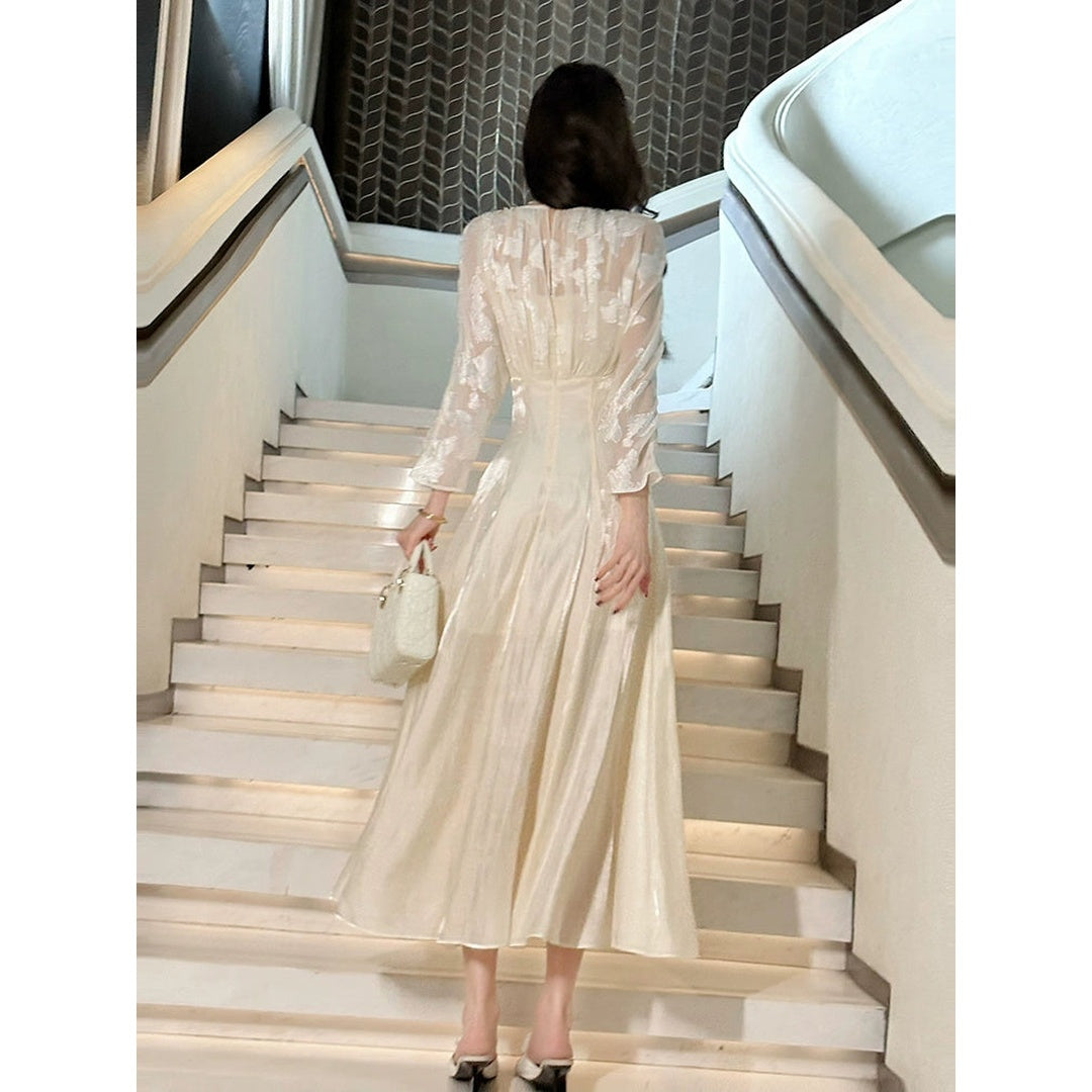 French Chiffon Floral Resort Gown Dress