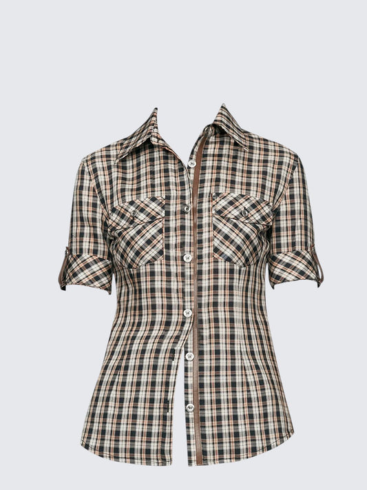 American Vintage Plaid Collar Shirt